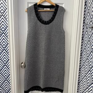 See by Chloe Sleeveless Large-Knit Wool Midi Dress Gray and Black Size 8